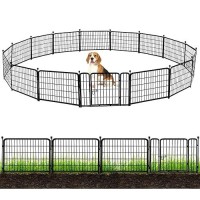 Adavin 24 Inh Garden Fence With Gate 14 Panels Heavy Duty Iron Metal Animal Barrier Fence Camping Fence Garden Fences And B