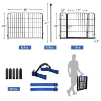 Adavin 24 Inh Garden Fence With Gate 14 Panels Heavy Duty Iron Metal Animal Barrier Fence Camping Fence Garden Fences And B