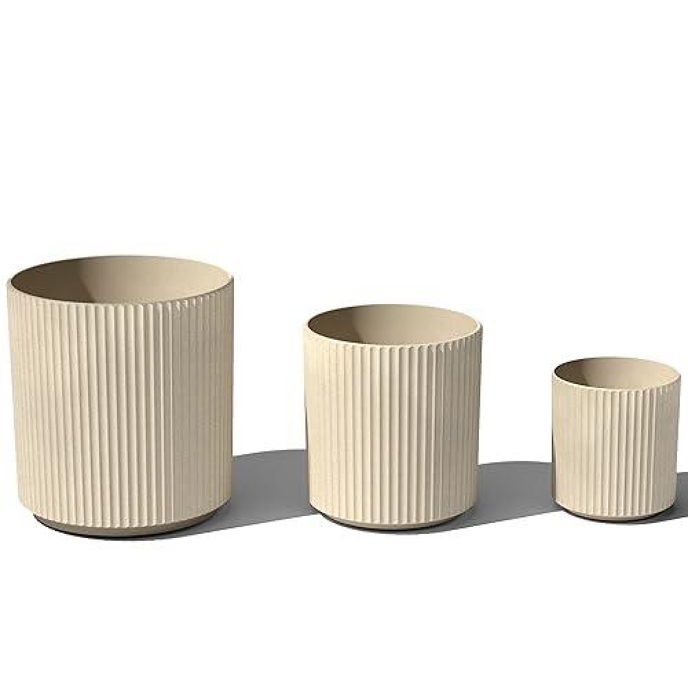 Veradek Demi Series Set Of 3 Round Planters For Porch  Patio  Backyard | Durable Plastic-Concrete Material | Modern D?Cor For Tall Plants  Flower