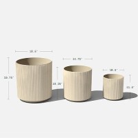 Veradek Demi Series Set Of 3 Round Planters For Porch  Patio  Backyard | Durable Plastic-Concrete Material | Modern D?Cor For Tall Plants  Flower