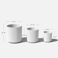 Veradek Demi Series Set Of 3 Round Planters For Porch  Patio  Backyard | Durable Plastic-Concrete Material | Modern D?Cor For Tall Plants  Flowers