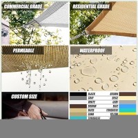 Colourtree 8 X 10 Beige Sun Shade Sail Rectangle Canopy Uv Block Water Permeable Heavy Duty Awning For Patio Garden Bac