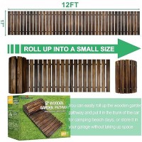 Reliancer 12 Wooden Garden Pathway Outdoor Roll Out Cedar Straight Walkway Patio Path Decorative Garden Boardwalk Walkways Weat