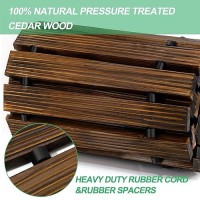 Reliancer 12 Wooden Garden Pathway Outdoor Roll Out Cedar Straight Walkway Patio Path Decorative Garden Boardwalk Walkways Weat