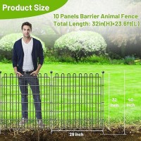 10 Panels No Dig Dog Fence Outdoor With Gate For Yard 40In H X 236Ft L Decorative Garden Fence Animal Barrier Rustproof M