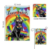 Covido Love Wins Rainbow Black Labrador Dog Decorative Garden Flag Lgbtq Pet Heart Pride Month Yard Outside Decorations Gay Le