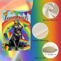 Covido Love Wins Rainbow Black Labrador Dog Decorative Garden Flag Lgbtq Pet Heart Pride Month Yard Outside Decorations Gay Le