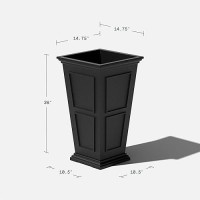 Veradek Fairmont Tall Plastic Planter - Large Outdoor Planter For Front Porch | Crack Resistant All-Weather Use | Classic Estate Design For Tall Plants  Flowers  Trees