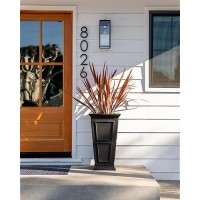 Veradek Fairmont Tall Plastic Planter - Large Outdoor Planter For Front Porch | Crack Resistant All-Weather Use | Classic Estate Design For Tall Plants  Flowers  Trees