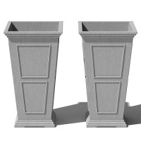 Veradek Fairmont Tall Plastic Planter - Large Outdoor Planter For Front Porch | Crack Resistant All-Weather Use | Classic Estate Design For Tall Plants  Flowers  Trees