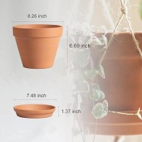 Herduk Terracotta Pots 8 Inch2 Pack Large Clay Pots For Plants With Drainage Hole And Saucer Terracotta Planter Pot For Indo