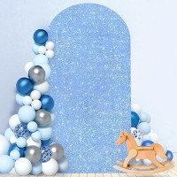 Modfuns Arch Covers Sequin Light Blue Spandex Arch Cover 6.6Ft Glitter Arch Cover Backdrop Fabric Wedding Arch Covers Stretchy Backdrop Sequin Arch Backdrop Cover For Party Anniversary Birthday Decor