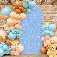 Modfuns Arch Covers Sequin Light Blue Spandex Arch Cover 6.6Ft Glitter Arch Cover Backdrop Fabric Wedding Arch Covers Stretchy Backdrop Sequin Arch Backdrop Cover For Party Anniversary Birthday Decor