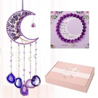 Amethyst Wind Chimes With Bracelet 26 Amethyst Crystal Suncatcher Wind Chime For Mom Mother Birthday Gifts For Mom Heartf