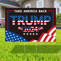 Probsin Trump 2024 Yard Sign With Metal H Stakes Double Sided 16 X 24 Trump Take America Back Black Signs Voted For Trump Ou