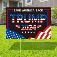 Probsin Trump 2024 Yard Sign With Metal H Stakes Double Sided 12 X 17 Trump Take America Back Black Signs Voted For Trump Ou