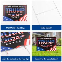 Probsin Trump 2024 Yard Sign With Metal H Stakes Double Sided 12 X 17 Trump Take America Back Black Signs Voted For Trump Ou