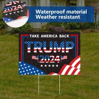 Probsin Trump 2024 Yard Sign With Metal H Stakes Double Sided 12 X 17 Trump Take America Back Black Signs Voted For Trump Ou