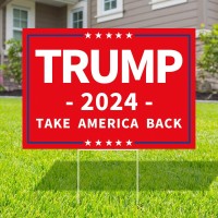 Probsin Trump 2024 Yard Sign With Metal H Stakes Double Sided 12 X 17 Trump Take America Back Red Signs Voted For Trump Outd