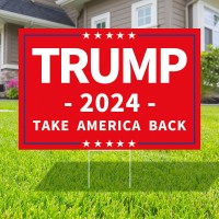 Probsin Trump 2024 Yard Sign With Metal H Stakes Double Sided 16 X 24 Trump Take America Back Red Signs Voted For Trump Outd