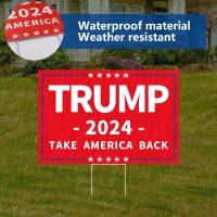 Probsin Trump 2024 Yard Sign With Metal H Stakes Double Sided 16 X 24 Trump Take America Back Red Signs Voted For Trump Outd