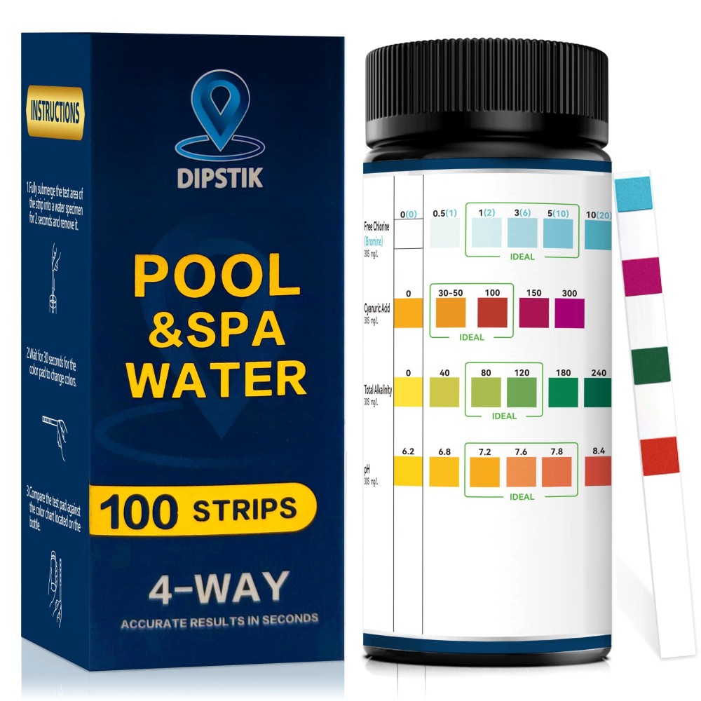 Pool Test Strips 100 Strips Pool And Hot Tub Test Strips Swimming Pool Test Strips For Total Alkalinity Ph Free Chlorinebrom