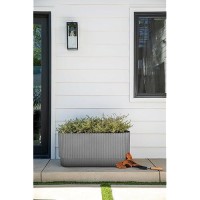 Veradek Demi Series Long Planter For Porch  Patio  Backyard | Durable Plastic-Concrete Material | Modern D?Cor For Shrubs  Flowers