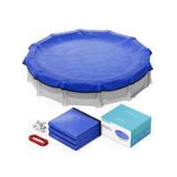 Poolhacker2024 Upgrade 28 Ft Round Winter Pool Cover Round Pool Cover 28Ft Round Above Ground 4 Foot Overlap Extra Thick 42