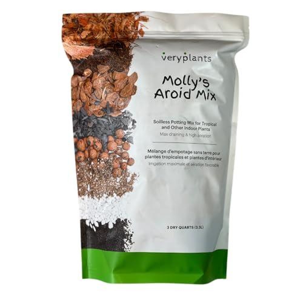 Mollys Aroid Mix Premium Soilless Chunky Potting Mix For Tropical And Indoor Plants Contains Orchiata Bark Coco Chips Wor