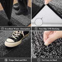 Vaukki Indoor Doormat Entryway Door Rug Non Slip Absorbent Mud Trapper Mats Lowprofile Inside Floor Soft Machine Washable Lar