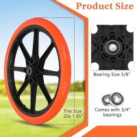 Upgraded 20X195 Flat Free Wheels Compatible With Rubbermaid Wheelbarrow Wheels 20 Flat Free Tires With 58 Bearing 34