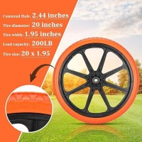 Upgraded 20X195 Flat Free Wheels Compatible With Rubbermaid Wheelbarrow Wheels 20 Flat Free Tires With 58 Bearing 34