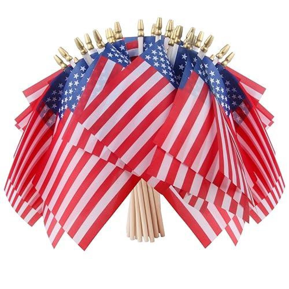 Pack Of 12 Small American Flags On Sticks Mini Handheld Us Flag For Pledge Of Allegiance Veterans Day Parades American Ele