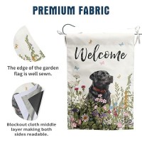 Spring Summer Garden Flag Floral Black Lab Yard Flag Flower Labrador Dog Garden Flags For Outside Small Outdoor Welcome Flags 12