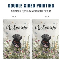 Spring Summer Garden Flag Floral Black Lab Yard Flag Flower Labrador Dog Garden Flags For Outside Small Outdoor Welcome Flags 12