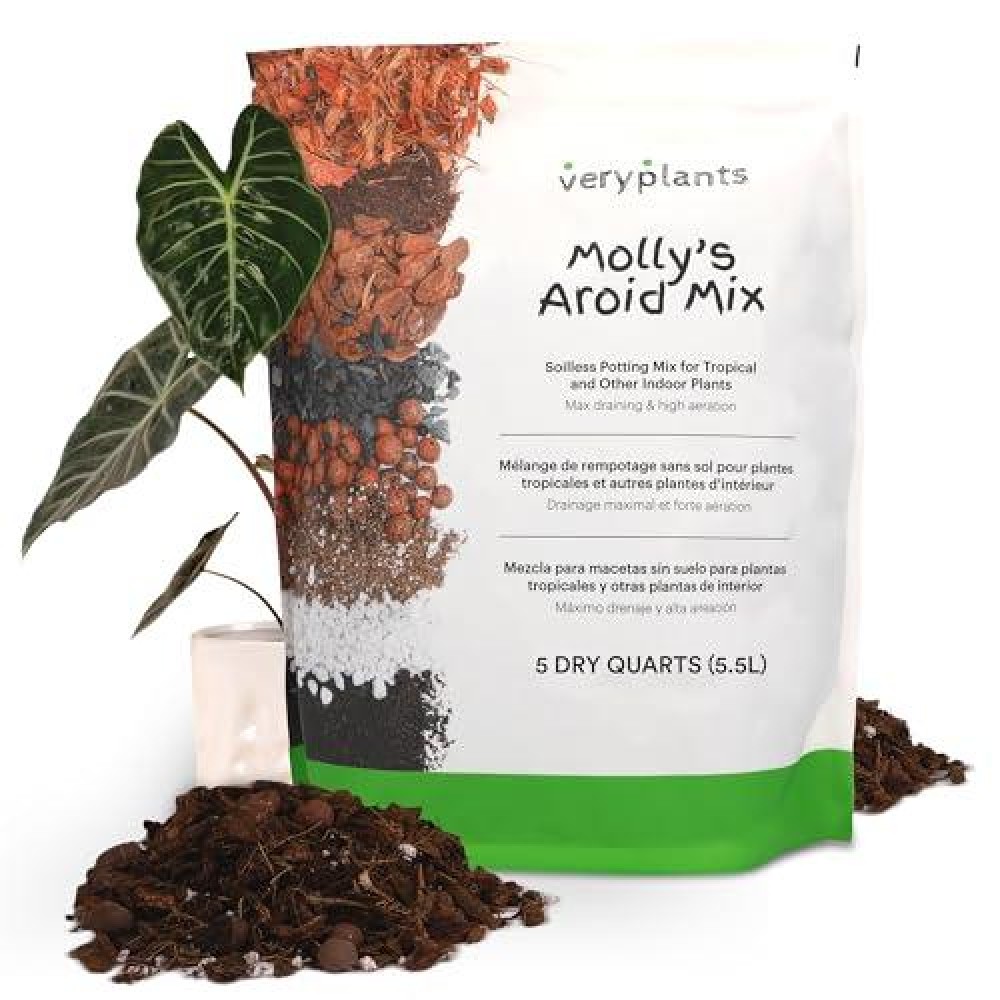 Mollys Aroid Mix Premium Soilless Chunky Potting Mix For Tropical And Indoor Plants Contains Orchiata Bark Coco Chips Wor