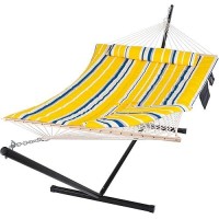 Suncreat Two Person Hammock With Stand Heavy Duty Backyard Hammock And Stand Yellow Stripes