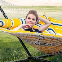 Suncreat Two Person Hammock With Stand Heavy Duty Backyard Hammock And Stand Yellow Stripes