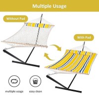 Suncreat Two Person Hammock With Stand Heavy Duty Backyard Hammock And Stand Yellow Stripes