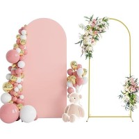 Wokceer 6 Ft Wedding Arch Stand And Arch Cover Metal Arch Backdrop Stand With Arch Stand Cover For Birthday Party Wedding Cerem