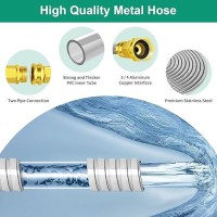 Metal Garden Hose 5Ft Stainless Steel 304 Water Hose Flexible No Kink Hose Lightweight Tough Rustproof For Yard Outdoor