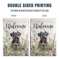 Spring Summer Garden Flag Floral Schnauzer Yard Flag Flower Dog Garden Flags For Outside Small Outdoor Welcome Flags 12X18 Doubl