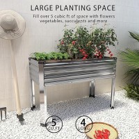 Diiyiv Galvanized Raised Garden Bed Outdoor With Legs 48 18 30In Metal Elevated Raised Planter Box For Backyard Patio Balcon