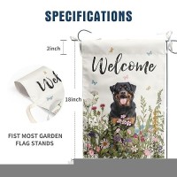 Spring Summer Garden Flag Floral Rottweiler Yard Flag Flower Dog Garden Flags For Outside Small Outdoor Welcome Flags 12X18 Doub