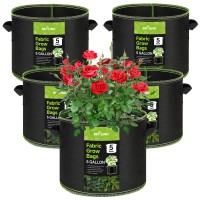 Bnlink 5Pack 5 Gallon Grow Bags Heavy Duty 300G Thickened Nonwoven Plant Fabric Pots With Handles