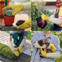 Handlandy Rose Pruning Gloves For Men Women Thorn Proof Long Garden Gloves Gardening Gifts For Gardeners Yellow Goatskin