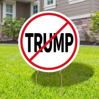 Probsin Anti Trump Yard Sign With Metal Stakes Double Sided 14 X 14 No Trump Here Signs Outdoor Decorations For Indoor Outdo