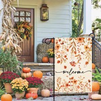 Baccessor Fall Leaves Floral Garden Flag 12.5 X 18 Inch Double Sided Autumn Welcome Wildflower Small Burlap Yard Flag Harvest Thanksgiving Holiday Seasonal Outside Patio Outdoor Decoration