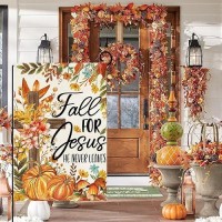 Baccessor Fall Thanksgiving Pumpkins Garden Flag 12.5 X 18 Inch Double Sided Harvest Autumn For Jesus He Never Leaves Small Burlap Flag Seasonal Holiday Outside Patio Outdoor Decoration