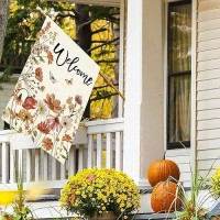 Baccessor Fall Wildflower House Flag 28 X 40 Inch Double Sided Harvest Autumn Wildflower Welcome Large Burlap Yard Flag Thanksgi